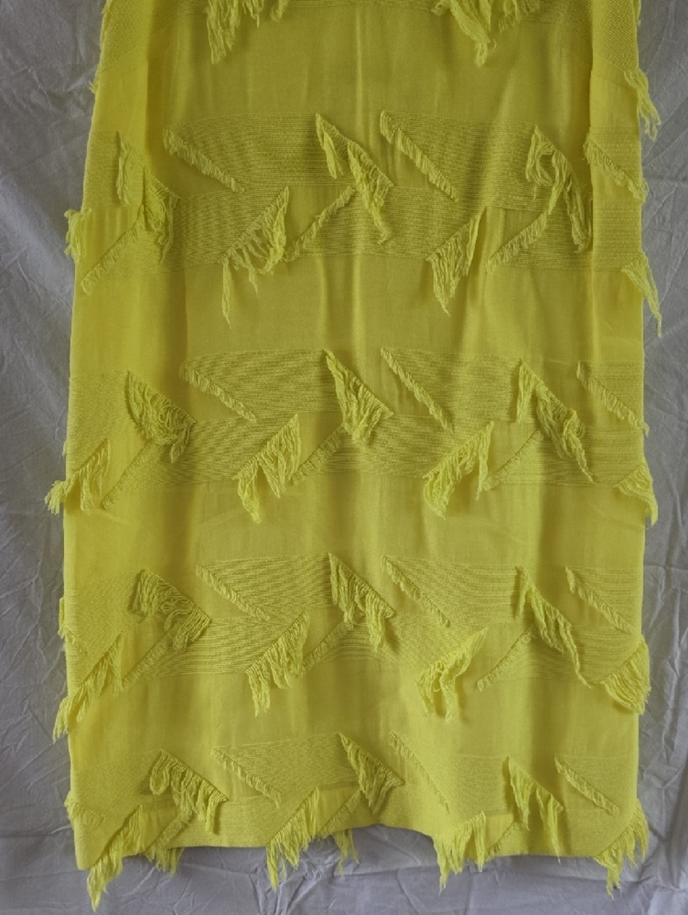 Maeve Bright Yellow V-Neck Fringe Shift Dress - Picture 4 of 6